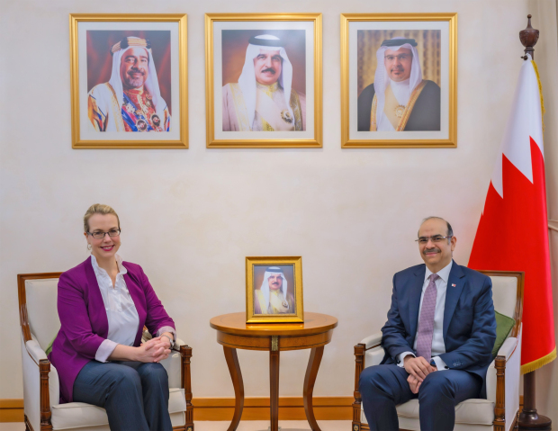 <p>Labour and Legal Affairs Minister Yousif Khalaf yesterday received US Ambassador Stephanie Hallett, and highlighted the historical ties between the two countries and their continued development across various domains.</p>
<p>They discussed means to further enhance co-operation to serve mutual interests. The ambassador affirmed her country&rsquo;s keenness to further expand co-operation with Bahrain.</p>